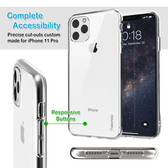 Insten Ultra Slim Soft TPU Rubber Protective Cover Compatible with iPhone 11 Pro 5.8" 2019 [Reinforced Camera Lens Protection / Shock-Resistant] Clear {4}