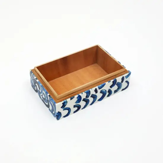 Decorative Multipurpose Storage Box/Jewelery Organizer - 6" X 4" Blue and White {5}