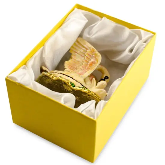 Swan Family Jeweled Trinket Box Figurine {4}