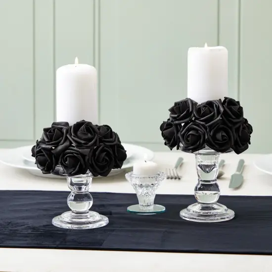 200 Pack Black Roses Artificial Flowers for Decoration, Stemless Fake Foam Rose Heads for Bridal Shower, Wedding (2 Inches) {4}