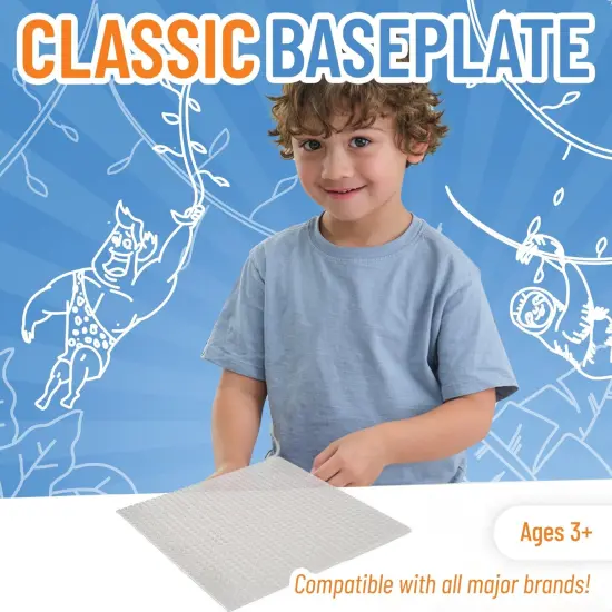 Strictly Briks Large Classic Stackable Baseplates, For Building Bricks, Bases for Tables, Mats, and More, 100% Compatible with All Major Brands, Clear, 1 Piece, 10x10 Inches, Ages 3-14 {2}