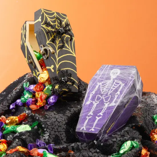 Bright Creations 6 Pack Unfinished Wood Coffin Box with Hinged Lids, Coffin Decor, Mini Wooden Boxes for Crafts, Halloween Party Favors and Decorations (6.1 x 3.5 x 1.8 In) Brown {3}