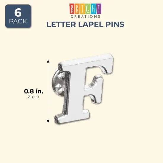 Bright Creations Alphabet Letter Lapel 6 Pack - F Monogram Lapel Pin Set Silver {2}