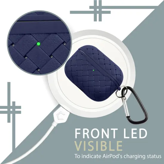 Weave Pattern Case Compatible With AirPods Pro, Soft TPU Skin Cover with Keychain For Girls Boys Men Women (Support Wireless Charging) Blue, by Insten {4}