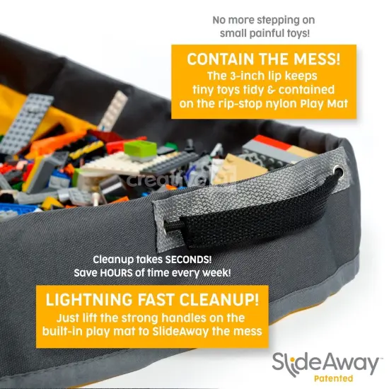 Creative QT SlideAway Toy Storage Organizer & Play Mat for Kids Ages 3-14 - Organizer Storage Bin - Kids Toy Box for Boys & Girls - Playroom Bin for Kid Rooms, Classrooms, Teachers - Grey {6}