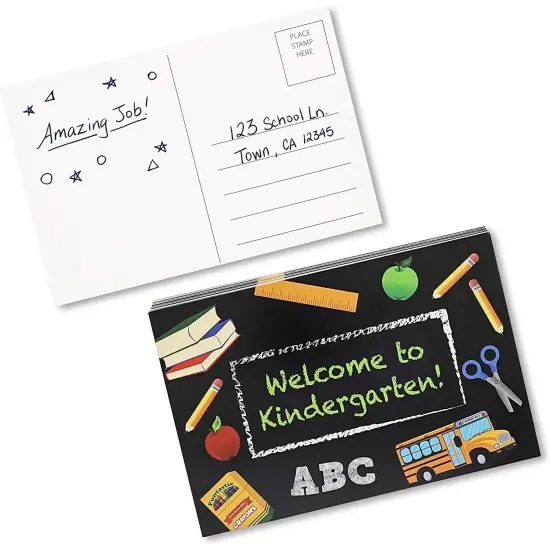 Welcome to Kindergarten Postcards for Students, First Day of Class (6x4 In, 60 Pack) {4}