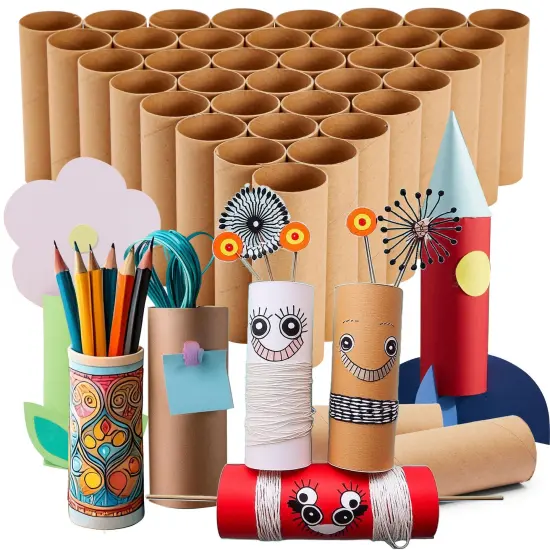 36 Pack Brown Cardboard Tubes for Crafts, DIY Craft Paper Roll for Diorama (1.6 x 4.7 In) {1}