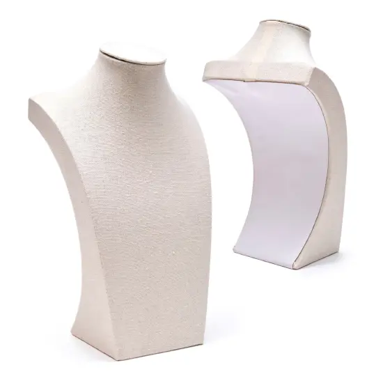 12 Inch Linen Jewelry Display Bust, Necklace Mannequin Holder Stand for Retail Stores and Trade Shows (Beige) Brown {5}