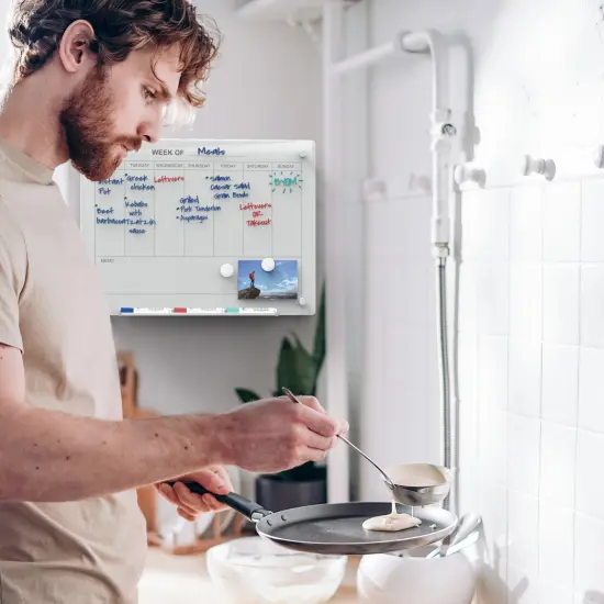 Audio-Visual Direct Magnetic Glass Weekly Calendar & Planner Dry-Erase Board Set White {12}