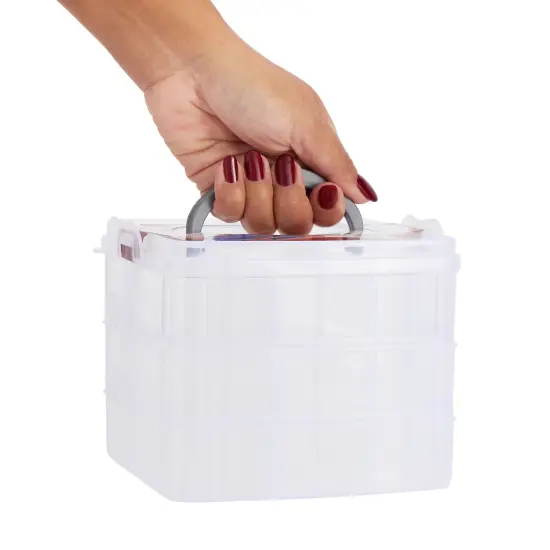 3 Tier Stackable Storage Containers with Adjustable Compartments for Beads, Sewing Accessories, Arts and Crafts Supplies (6 x 6 x 5 In) Clear {6}