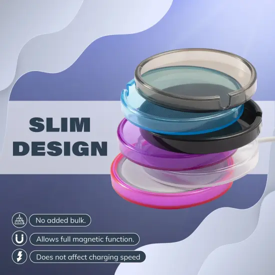 Insten 2-Pack Case Compatible with MagSafe Charger Pad, Protective Soft TPU Slim Skin Cover (Charger Not Included) Clear & Purple {4}