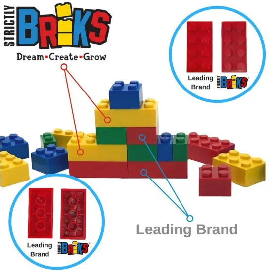 Strictly Briks Toy Building Block, Vibrant Colors, 216 Pieces with 6x6 Inch Baseplate, Classic Bricks Building Starter Kit for Kids, 100% Compatible with All Major Brick Brands Multicolor {2}
