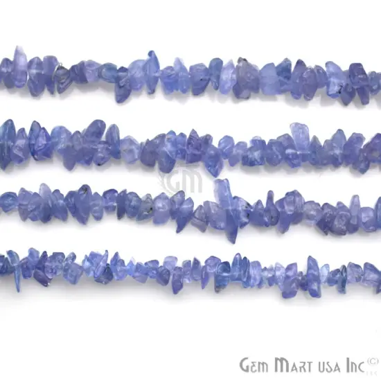 Natural Chip Beads, 34 Inch, Genuine Chip Strands, Drilled Strung Nugget Beads, 3-7mm, Polished, GemMartUSA (70001) Tanzanite {1}