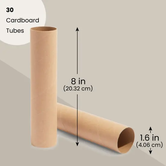 30 Pack Cardboard Tubes, 1.6x8“ Empty Toilet Paper Rolls For Crafts and Art Projects, DIY Brown Crafting Paper Roll for Classrooms, Dioramas, and Decorations {4}