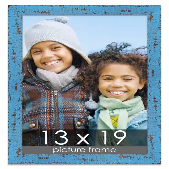 Shabby Chic Blue Picture Frame - UV Acrylic, Foam Board Backing, Hanging Hardware {1}