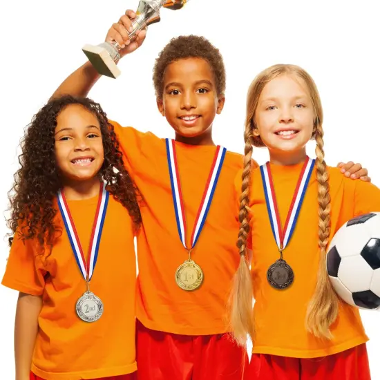 6-Pack 1st, 2nd, 3rd Place Award Medals for Kids and Adult, Participation Awards with 15.5-Inch Prize Ribbons for Sports, Tournaments, Competitions (Metal, 2.6 in) Multicolor {2}