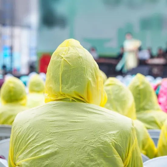 50 Pack Disposable Rain Ponchos for Adults, Bulk Emergency Ponchos with Hood, Individually Wrapped Raincoats, Rainbow Colors, Clear, Family, Women, Men, One Size Multicolor {3}