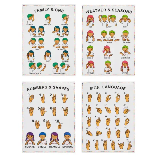 Sign Language Posters for Kids, Teacher Classroom Supplies (13 x 17 In, 8 Pack) Multicolor {6}