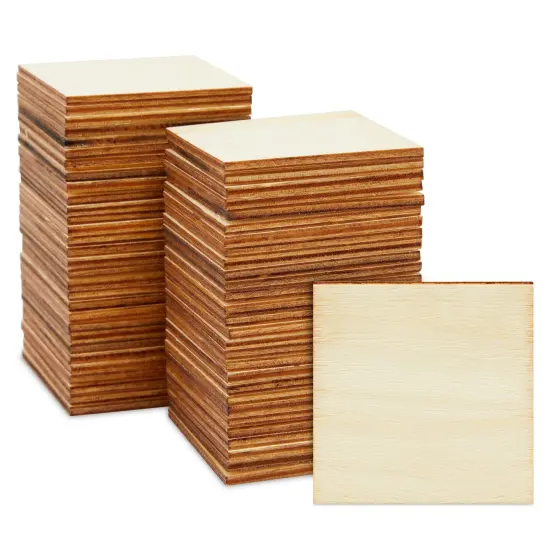 60 Pieces 2x2 Wood Squares for DIY Crafts, Unfinished Wooden Cutout Tiles for Painting Brown {6}
