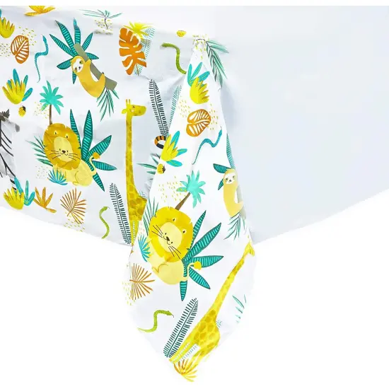 Safari Tablecloths for Birthday Party Decorations (54 x 108 in, 3 Pack) Yellow {4}