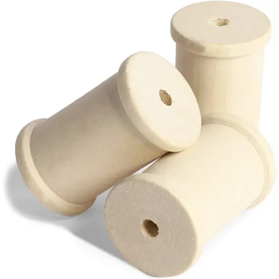 Large Unfinished Wooden Spools for Crafts (1.37 x 2 In, 40 Pack) Brown {4}