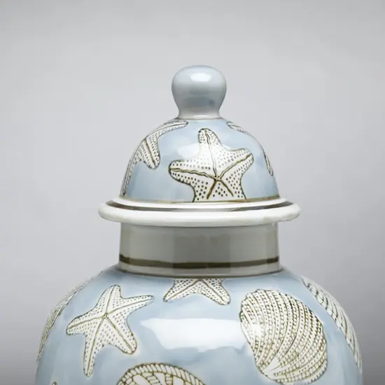 AA Importing 59728 Blue Seashell 10 Inch Ginger Jar {4}