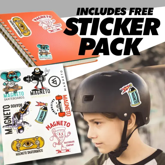 Magneto Complete Skateboard | 27.5" x 7.5" | 6-Layer Canadian Maple Double Kick Concave Deck | Skateboard Cruiser Skateboard for Kids, Boys, Girls, Beginners Ages 3-14, and Teens Multicolor {2}