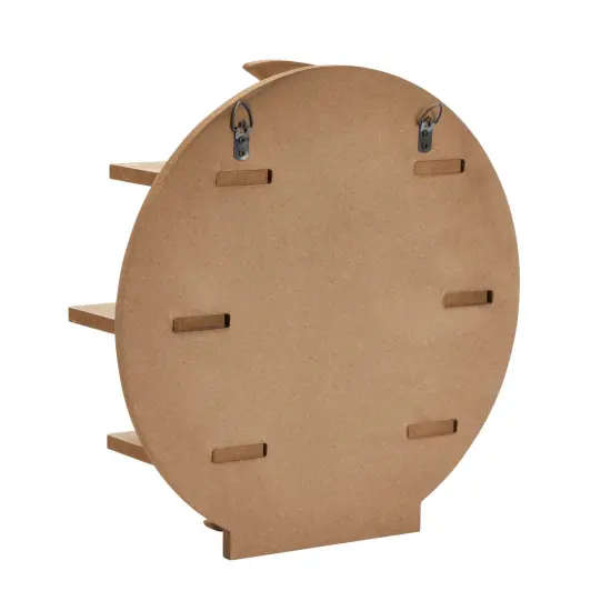 Wooden Moon Shelf, Rustic-Style Home Wall Decor, 12x12x3-Inch Crystal Holder for Stones Display and Essential Oils (Brown) {7}