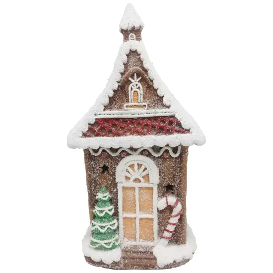 Northlight LED Lighted Gingerbread House with Christmas Tree and Candy Cane - 18.5" Brown {3}