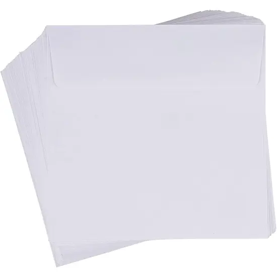 60 Pack White Square Envelopes, 5.5 x 5.5 Square Flap Envelopes for Invitations, Announcements, Photos, Weddings, & Thank You Notes, 120 GSM Paper {1}