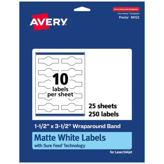 Avery Matte White Wraparound Labels with Sure Feed, 1-1/2" x 3-1/2" {1}