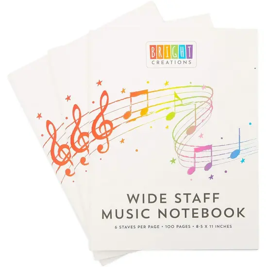Music Composition Notebooks, Manuscript Staff Paper for Kids, 50 Sheets (3 Pack) Black {1}