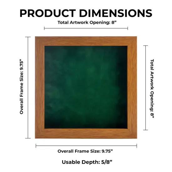 Warm Honey Brown Wood Shadow Box Frame with Acrylic Front - Forest Green Suede Backing, 30 Sizes {1}
