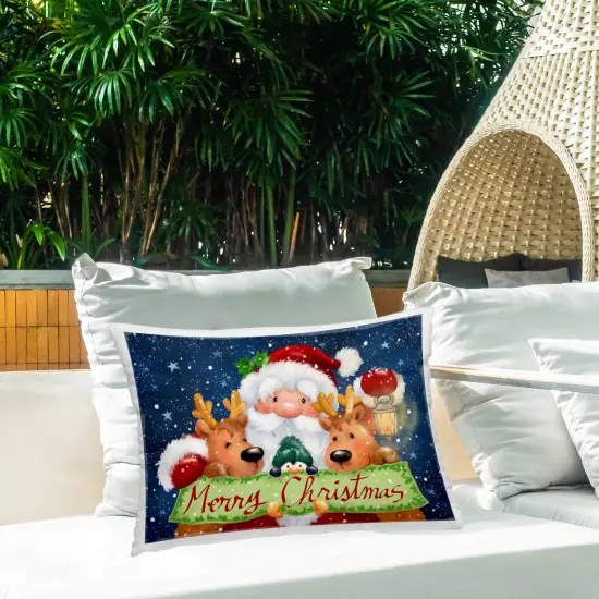 Santa with Lantern Christmas Outdoor Printed Pillow Design by Jean Francois, 14 x 7 x 20 {2}