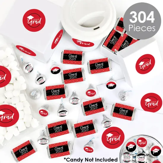 Big Dot of Happiness 2025 Red Graduation Party Candy Favor Sticker Kit - 304 Pieces {3}