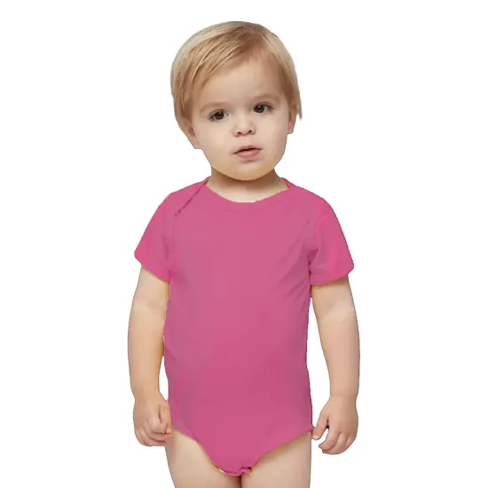 Rabbit Skins&reg; Infant Baby Rib Bodysuit Short Sleeve Raspberry {1}