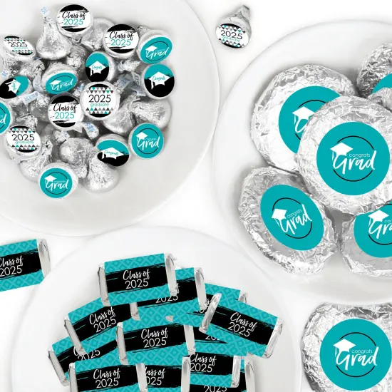 Big Dot of Happiness 2025 Teal Graduation Party Candy Favor Sticker Kit - 304 Pieces {1}