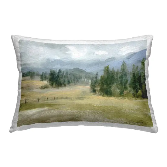 Vast Valley Retreat Landscape Outdoor Printed Pillow Design by Danhui Nai, 14 x 7 x 20 {1}