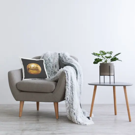 Gold Designer Soccer Ball Decorative Printed Throw Pillow Design by Graffitee Studios, 18 x 7 x 18 {2}