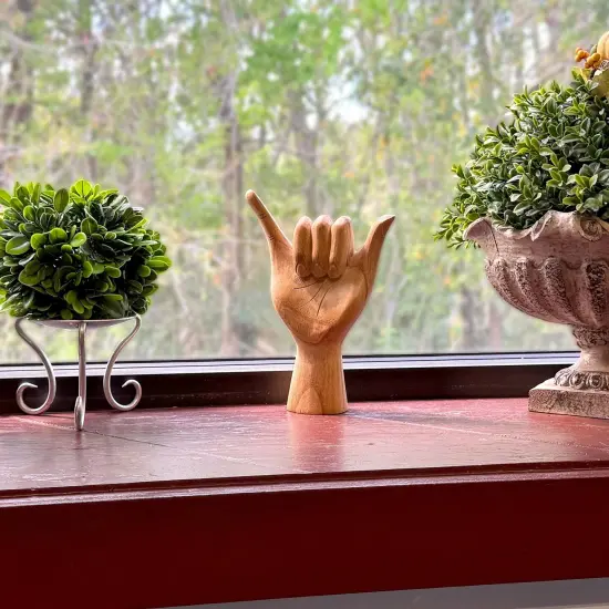 Hang Loose Wooden Hand Sculpture &ndash; Relaxed Vibes Decor {6}