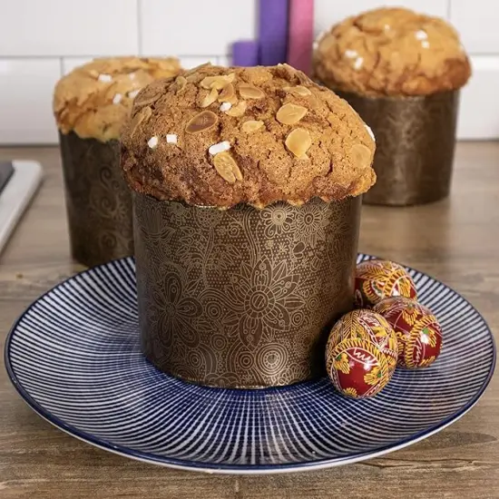 12 oz Panettone Paper Mold | 12 Pack | Easter Bread Paper Mold Paska Mold Kulich - Easter Bread Forms - Non Stick Panettone Mold Baking Cups - Paper Baking Molds W 4.33 x H 3.35-in {3}