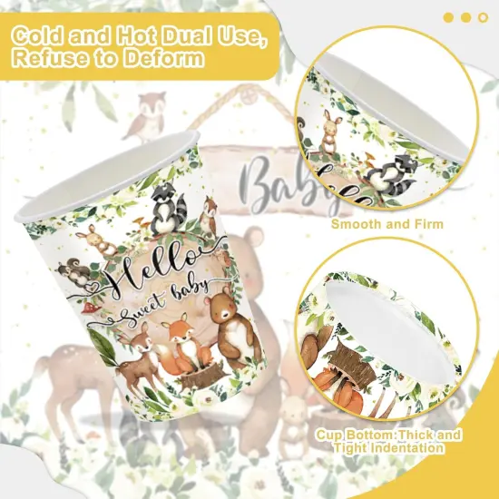 120PCS Woodland Baby Shower Party Supplies - Serves 20 Guests (White Woodland) {5}