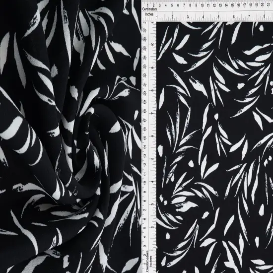 1 Yard CEY Leaf Print Sublimation Fabric Lightweight Polyester 58/59 Inches Wide BLACK {1}
