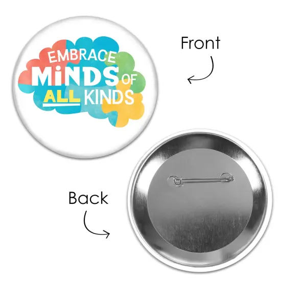 Big Dot of Happiness Autism Acceptance Buttons - Awareness Badge - 3-inch Pinback Buttons - Set of 8 {7}