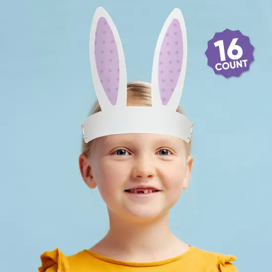 Big Dot of Happiness Easter Bunny Ears Headbands, Paper Easter Party Hats Craft, White Rabbit Ear Favors, DIY Spring Easter Decoration for Kids and Adults, Set of 16 {3}