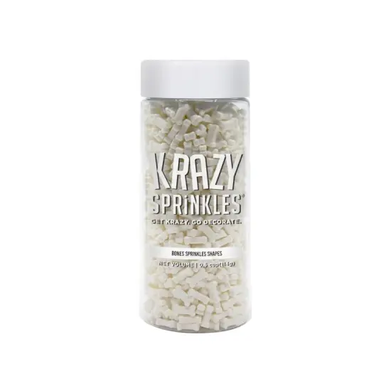 Krazy Sprinkles - White Bones (1/2 Cup, 1x Jar) for Cakes, Ice Cream & Cookies {3}
