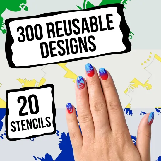 Airbrush Nail Stencils - Nail Art Stencils Set #3: 240 Unique Designs from 20 Individual Templates {4}