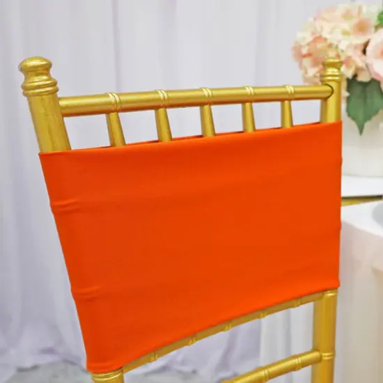 10 Pieces Bright Stretch Orange Spandex Chair Bands 7 x 13 Inches {4}