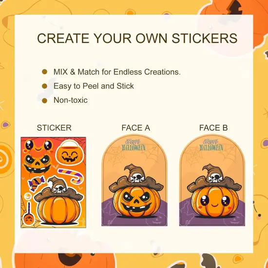 DIY Halloween Stickers Make A Face Scenes Craft Ornament {5}
