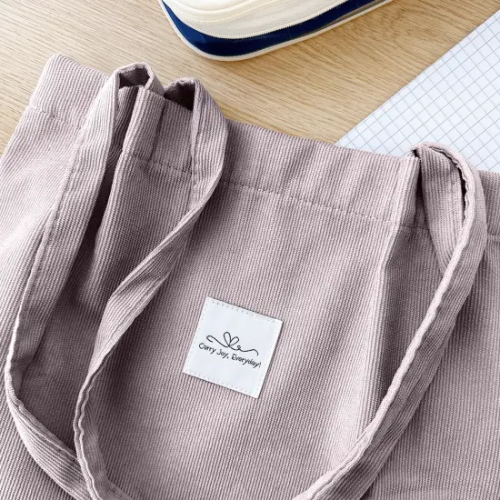 Wrapables Corduroy Tote Bag, Casual Everyday Shoulder Handbag, Lavender {3}